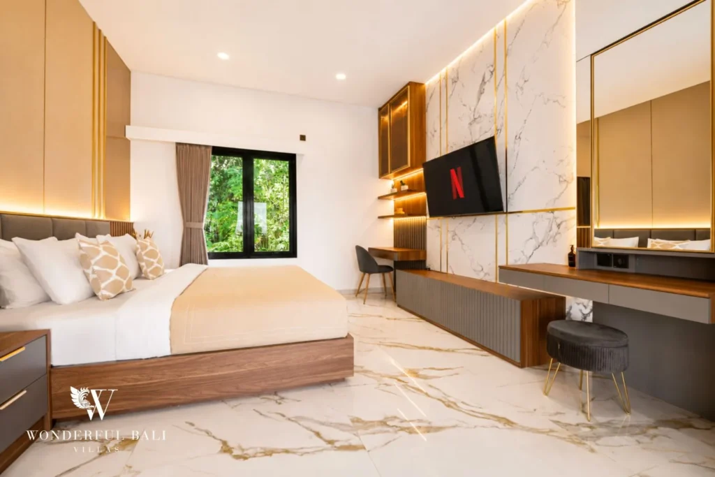 3BR villa for monthly rent Jimbaran — bedroom with smart tv