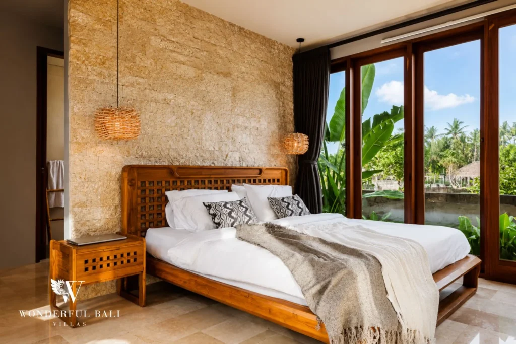 Bedroom at a 4-bedroom ocean-view villa in Seseh, Bali