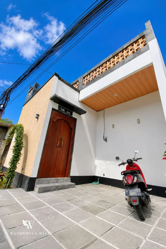 Two-bedroom villa facade and entrance in Canggu, Bali
