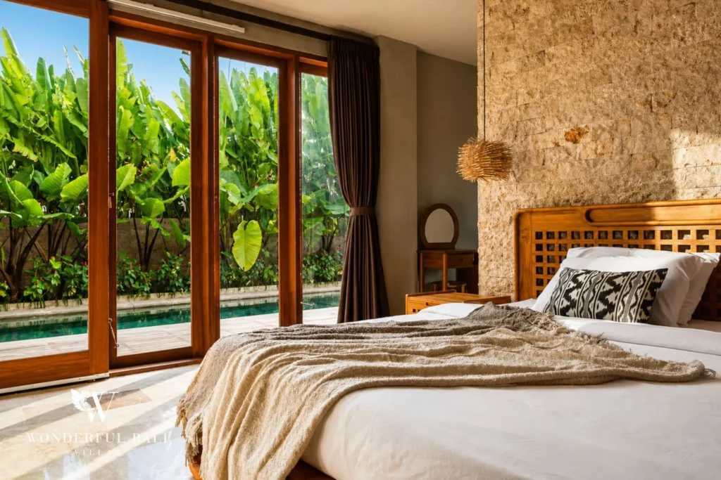 En-suite bathroom at a 4-bedroom ocean-view villa in Seseh, Bali