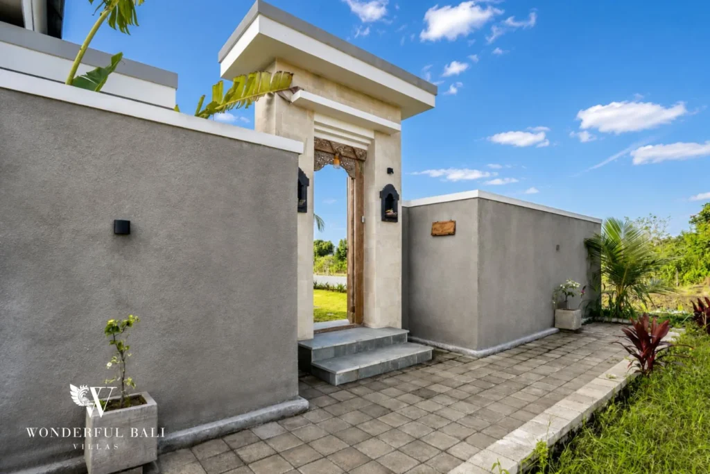 Villa entrance gate and pathway in Ubud, Bali