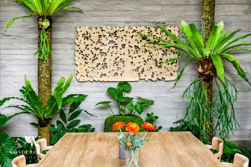 Tropical garden planting at villa in Petitenget, Bali