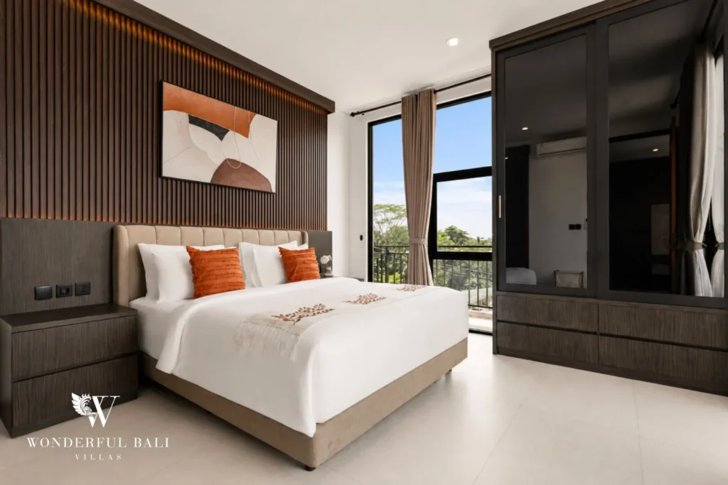 monthly villa rental pererenan — ensuite bedroom with smart tv