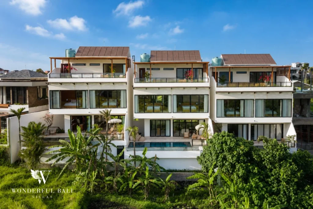 monthly villa rental cemagi — estate exterior three villas