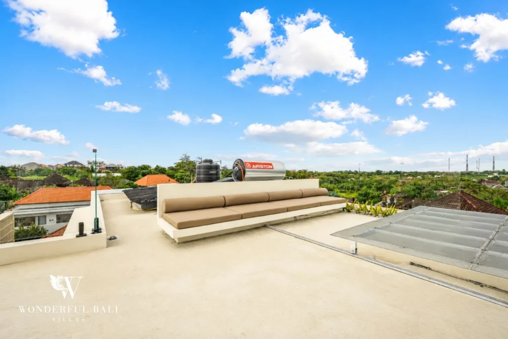 3BR villa for monthly rent Jimbaran — rooftop terrace with panoramic views