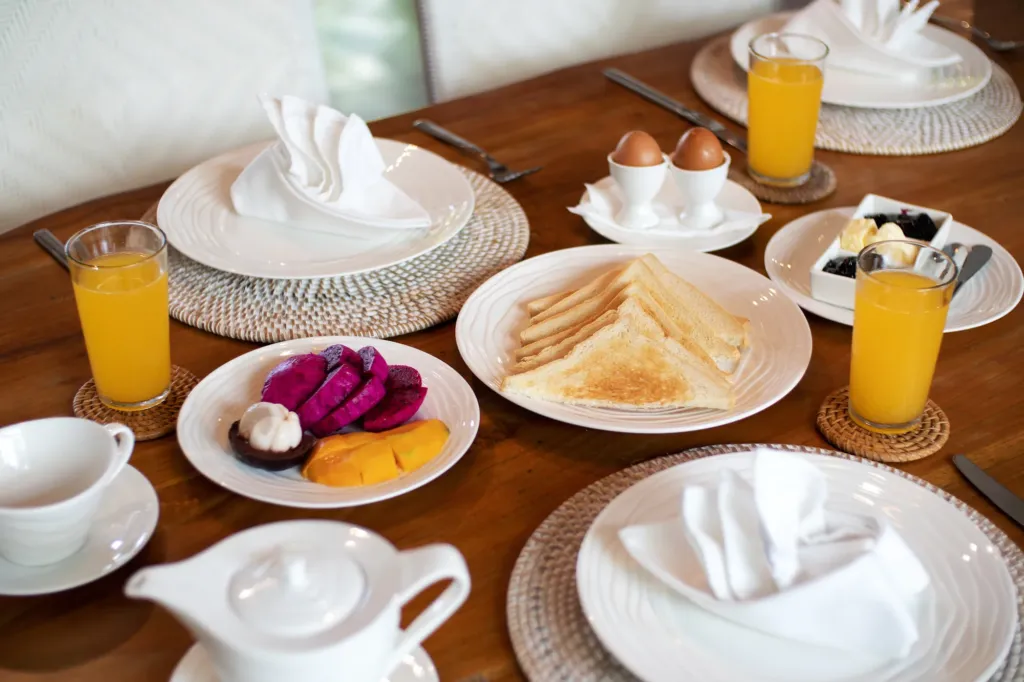 Breakfast at Little Mannao, a private villa in Kerobokan, Bali