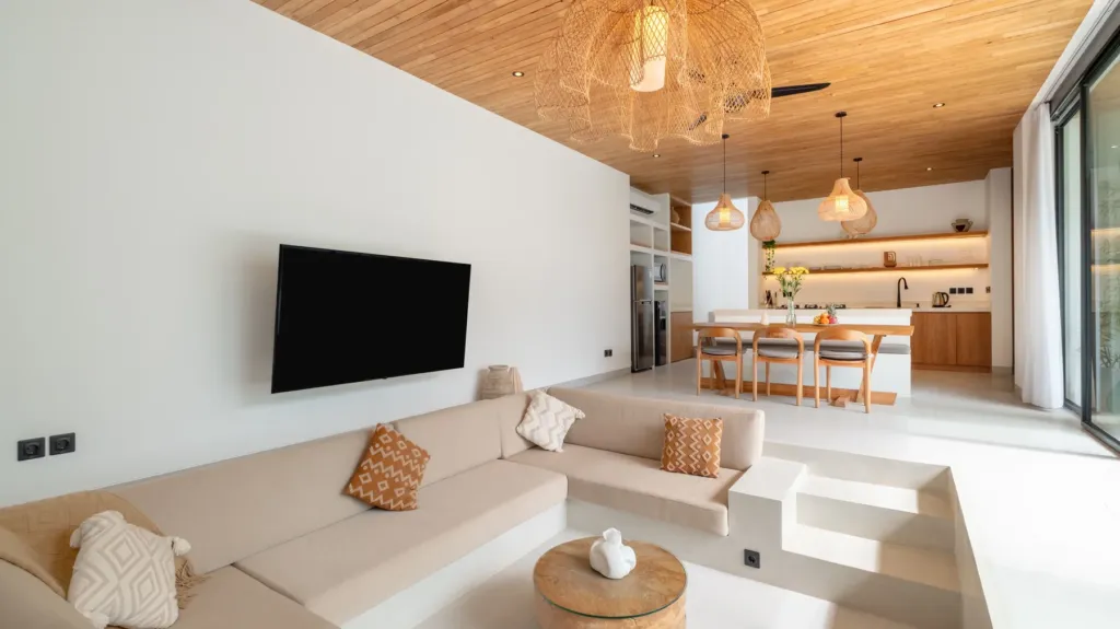 Loona Palm Villa 1 enclosed air-conditioned living room in Canggu, Bali