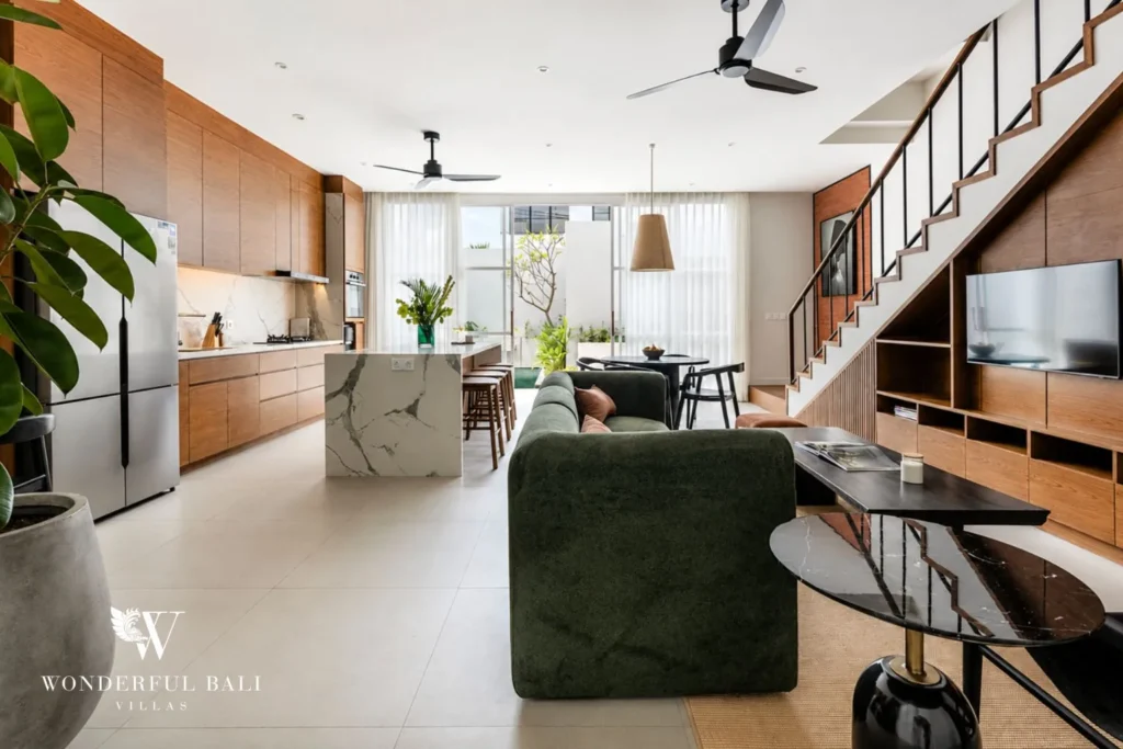 2BR modern villa in Umalas — open plan living dining and kitchen