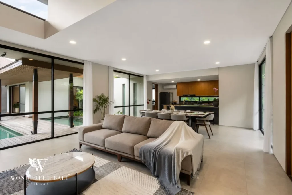 4BR resort villa in Jimbaran — living room opening to pool