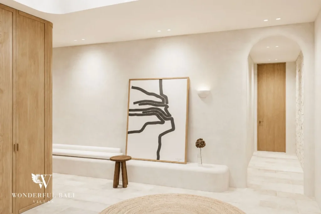 3BR off-plan Mediterranean villa for sale in Pererenan — entrance hallway with arch