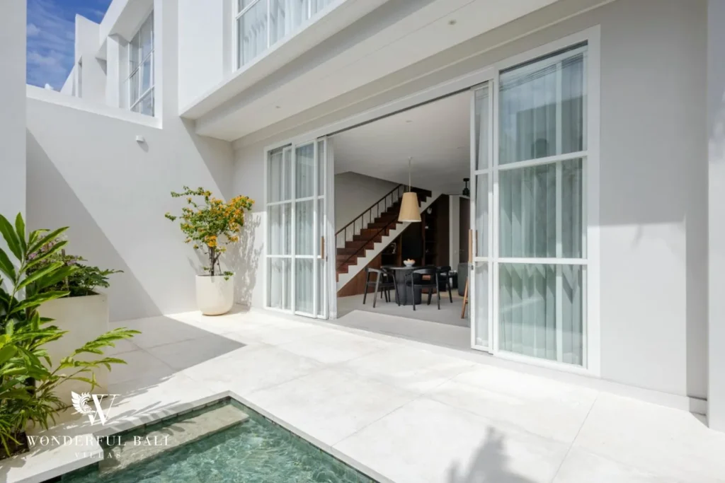 2BR modern villa in Umalas — pool courtyard with staircase