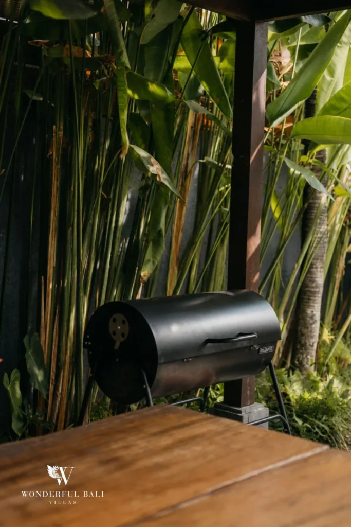 2BR tropical family villa in Berawa — outdoor bbq smoker