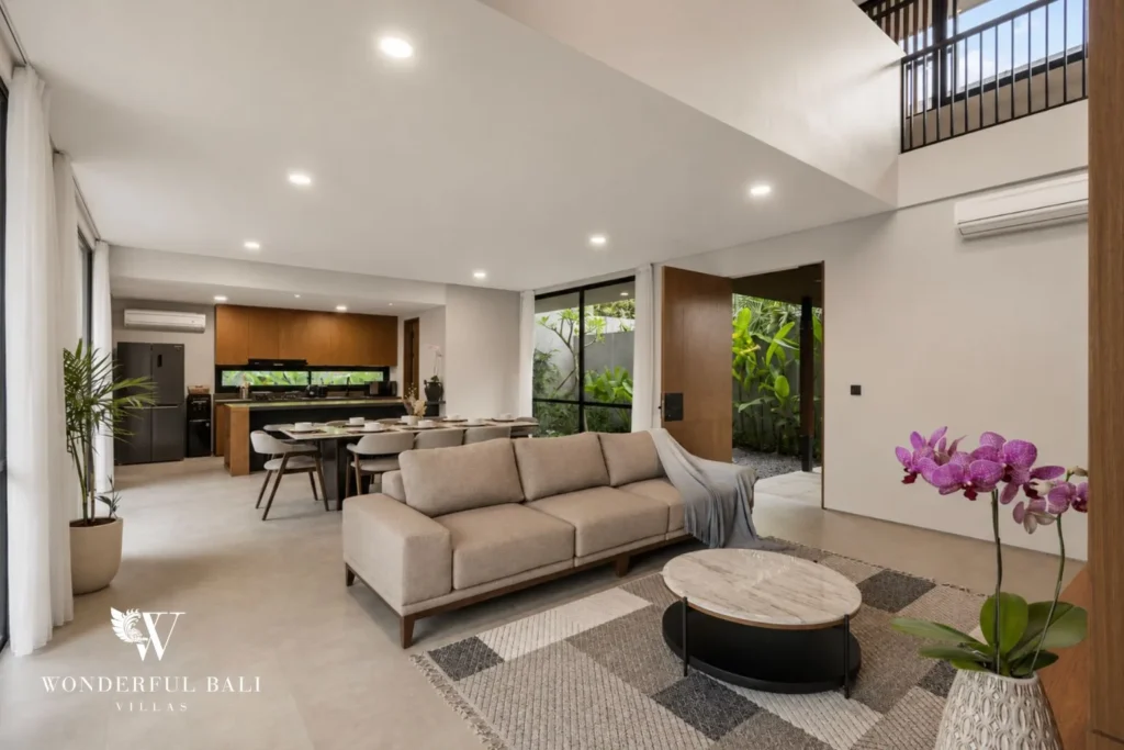 4BR resort villa in Jimbaran — living area opening to garden