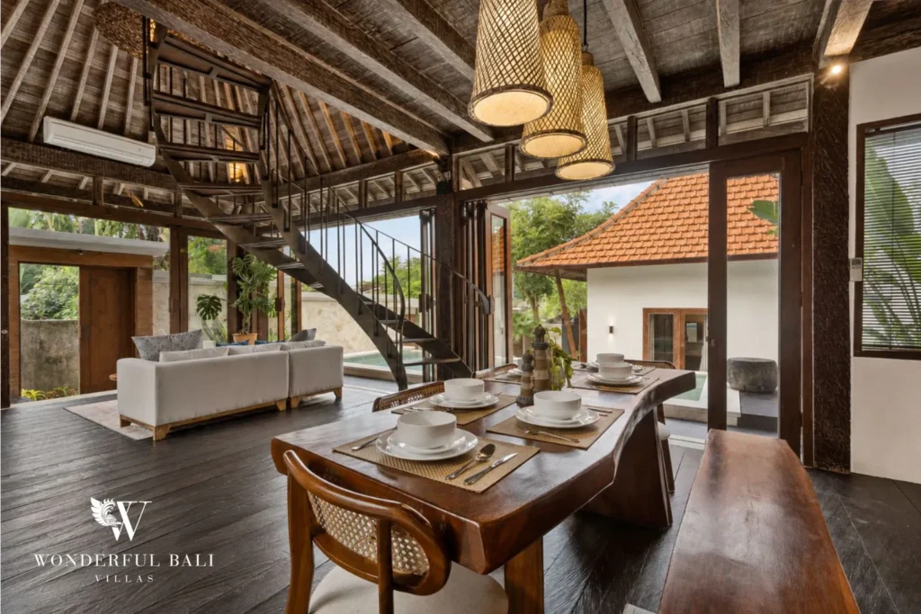 3BR tropical villa in Pererenan — bedroom opening to pool and garden