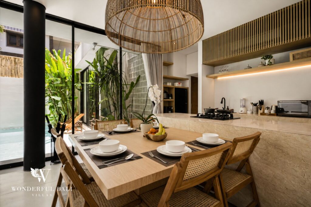 Dining table with six seats at a villa in Petitenget, Seminyak