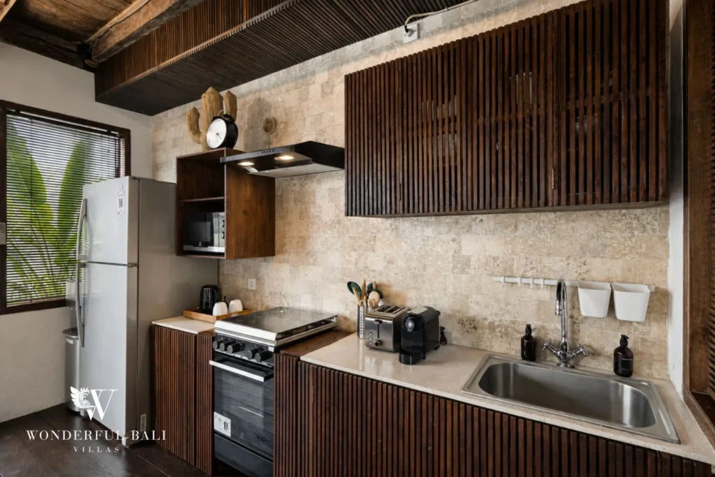 3BR tropical villa in Pererenan — fully equipped kitchen