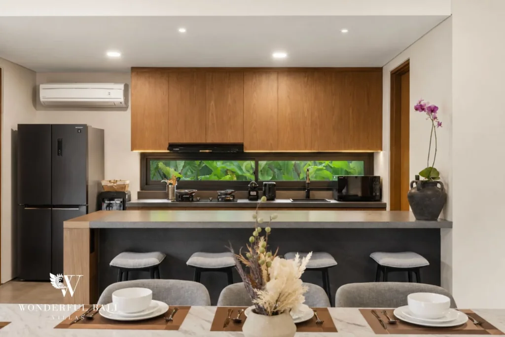 4BR resort villa in Jimbaran — modern kitchen with island