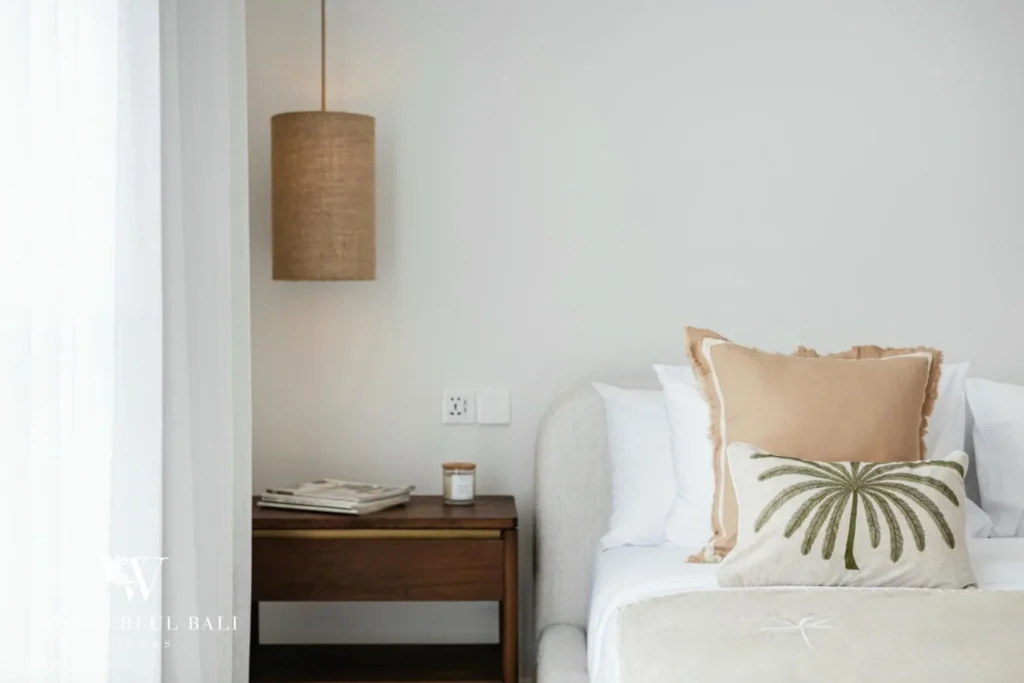 2BR modern villa in Umalas — bedroom with garden view
