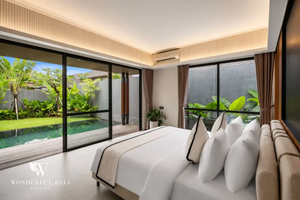 4BR resort villa in Jimbaran — bedroom with garden view