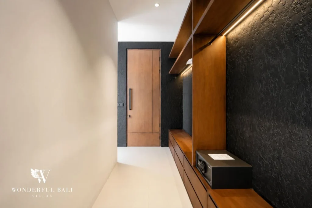 3BR ocean-view villa in Seseh — bedroom hallway with wardrobe