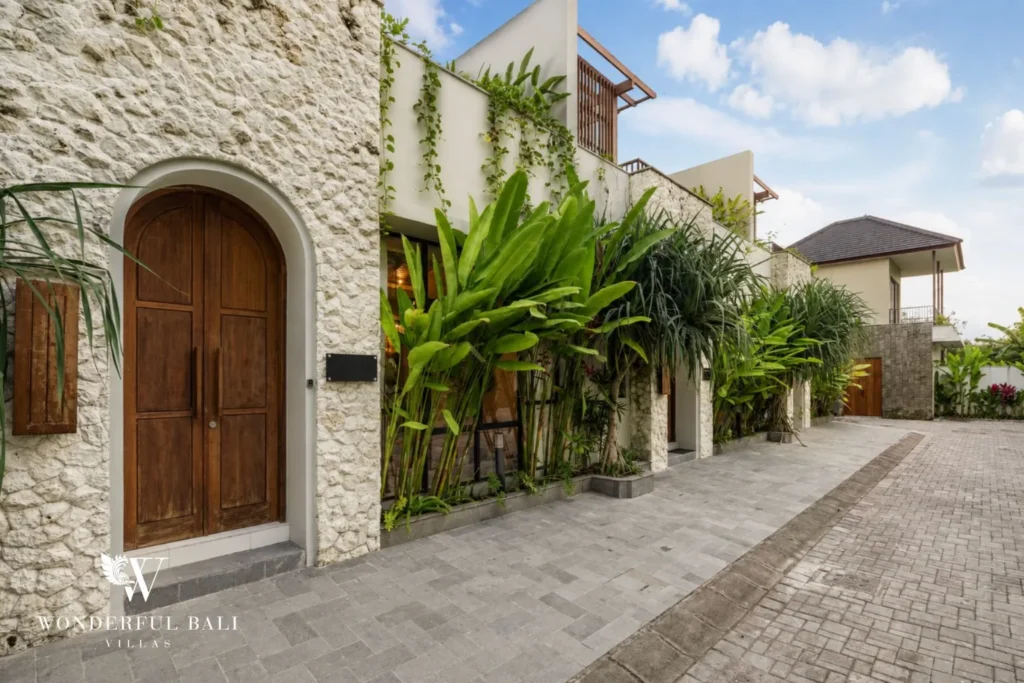 2BR modern villa in Canggu — villa exterior and entrance lane