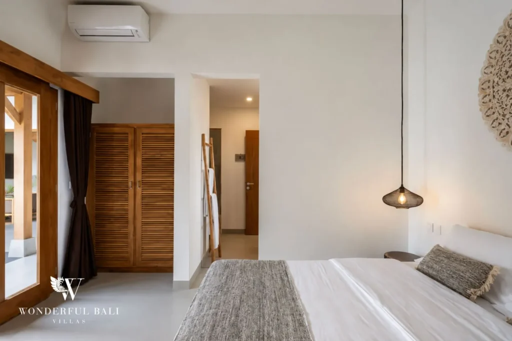 3BR tropical villa in Umalas — bedroom opening to garden view