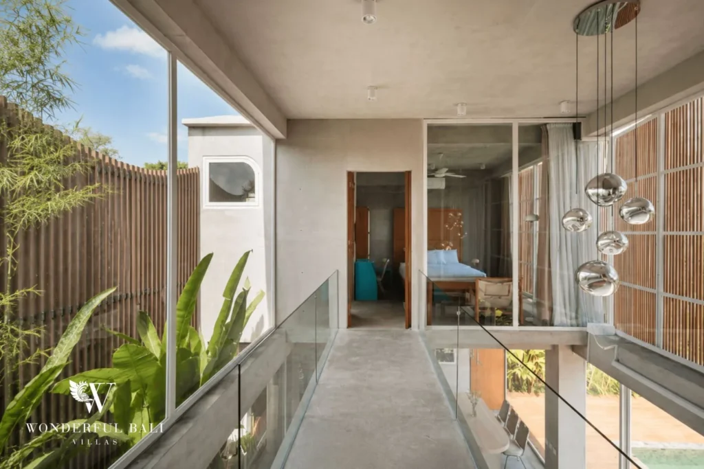 3BR modern villa in Pererenan — bedroom with timber headboard