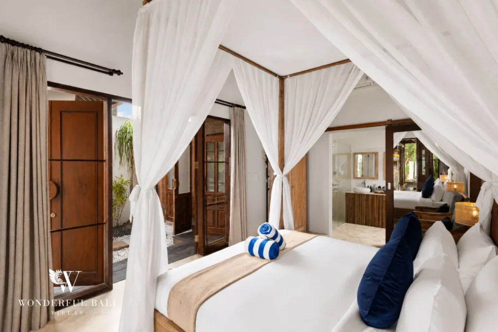 3BR tropical villa in Pererenan — second bedroom opening to garden