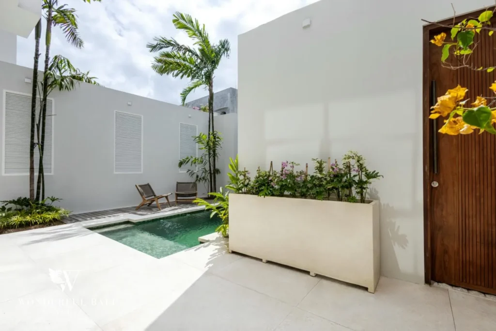 2BR modern villa in Umalas — private pool courtyard with palms