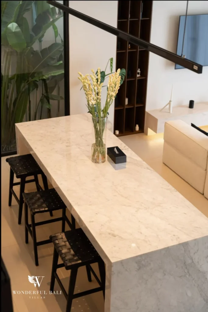 3BR ocean-view villa in Seseh — kitchen breakfast bar