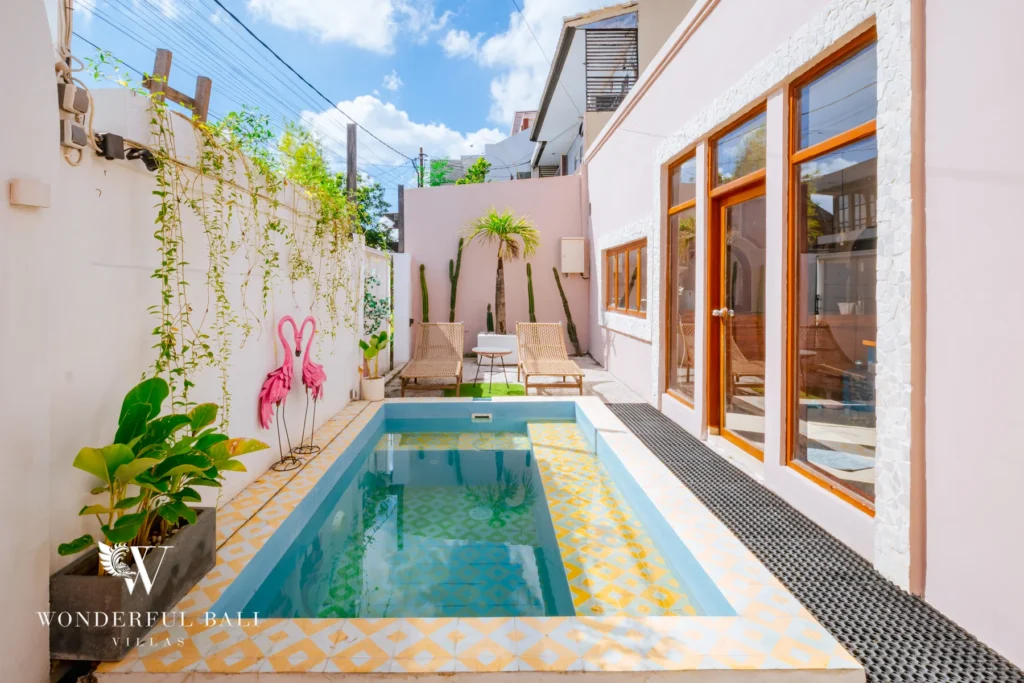 4BR Mediterranean villa for rent in Padonan, Canggu — enclosed courtyard with private pool