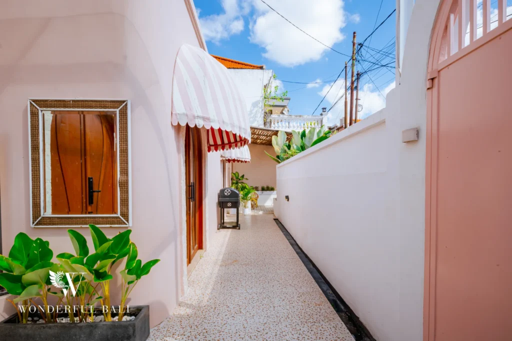 4BR villa for rent in Padonan, Canggu — garden pathway
