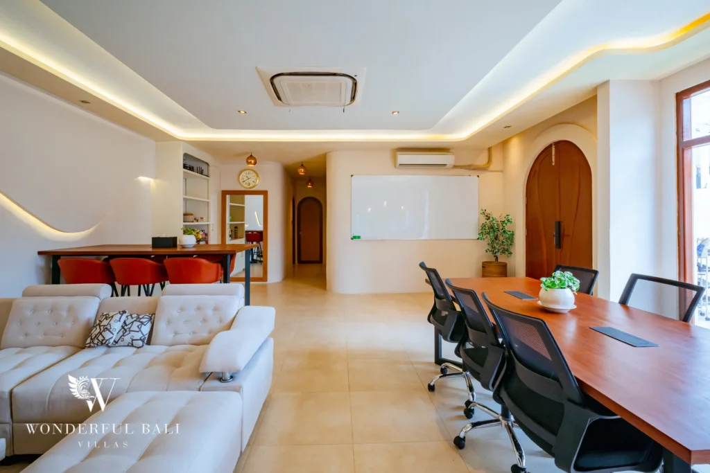 4BR villa for rent in Padonan, Canggu — living workspace