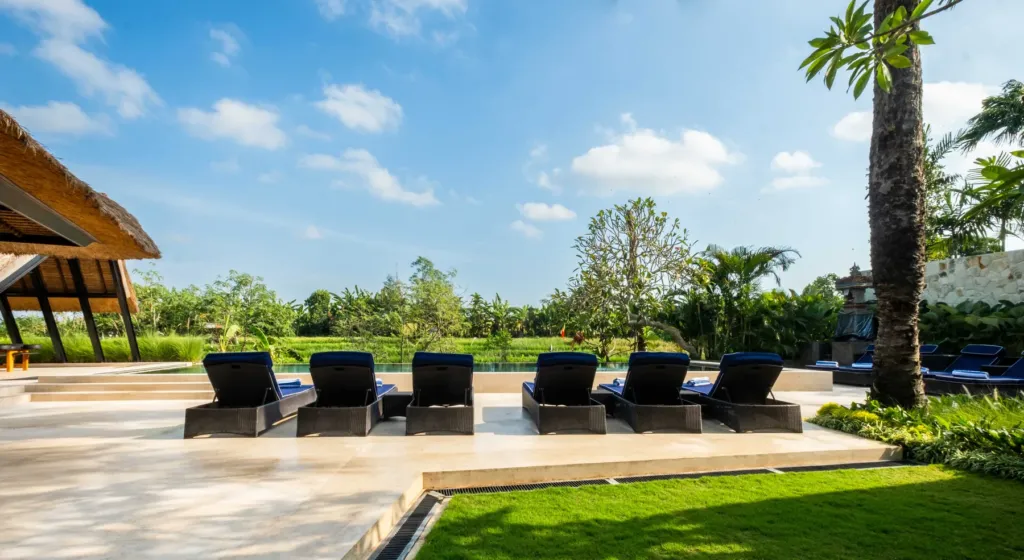 Pool and garden at Villa Kubu Dewi Sri, a 5-bedroom private-pool villa in Berawa, Canggu, Bali