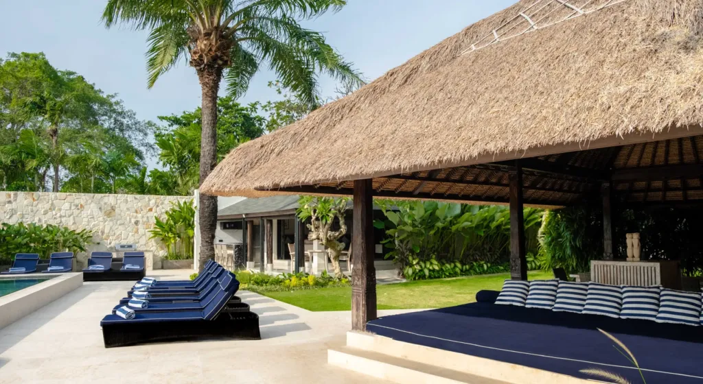 Pool and gazebo at Villa Kubu Dewi Sri, a 5-bedroom private-pool villa in Berawa, Canggu, Bali