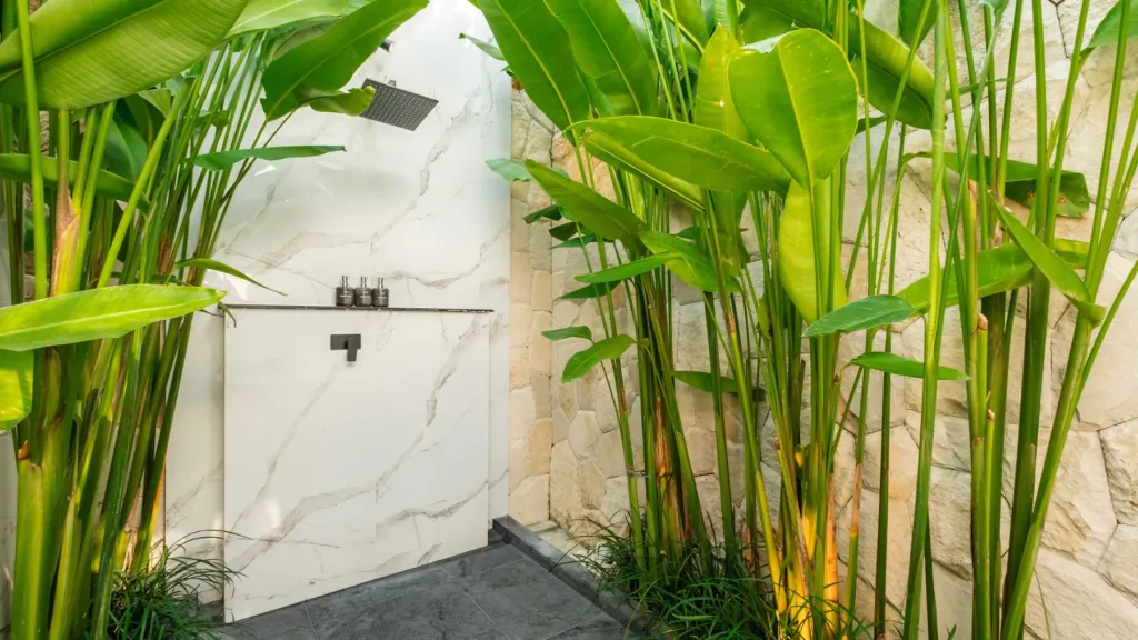 Bedroom one ensuite bathtub at Villa Kubu Dewi Sri, a 5-bedroom private-pool villa in Berawa, Canggu, Bali