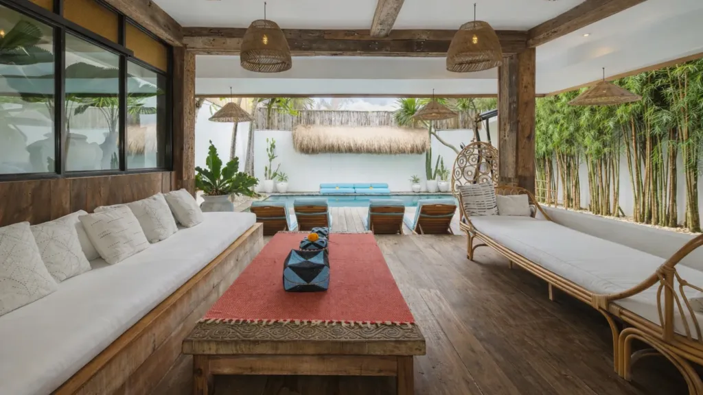 Open plan living room at Villa Metisse, a 4-bedroom private-pool villa in Seminyak, Bali