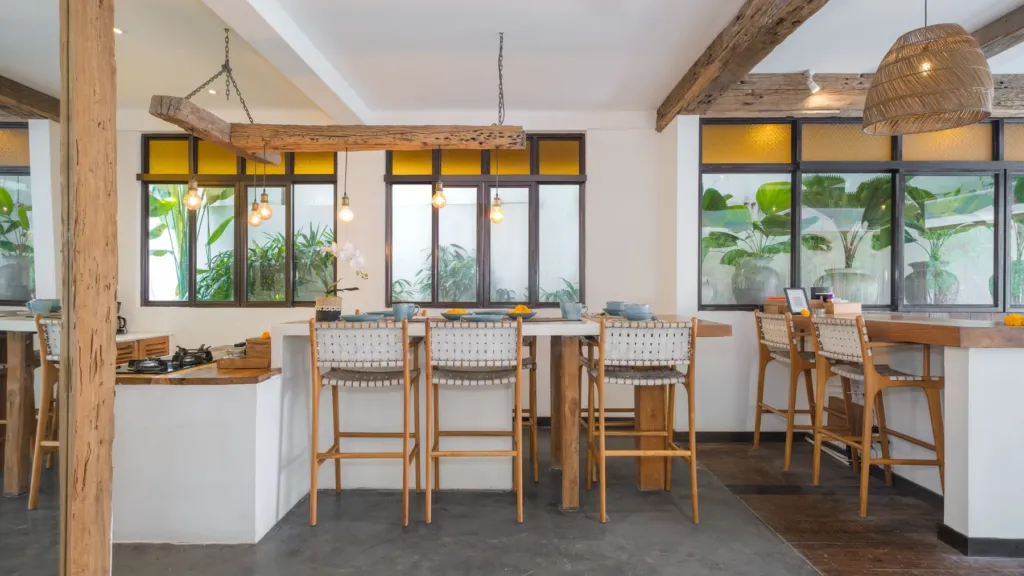 Dining and breakfast bar at Villa Metisse, a 4-bedroom private-pool villa in Seminyak, Bali