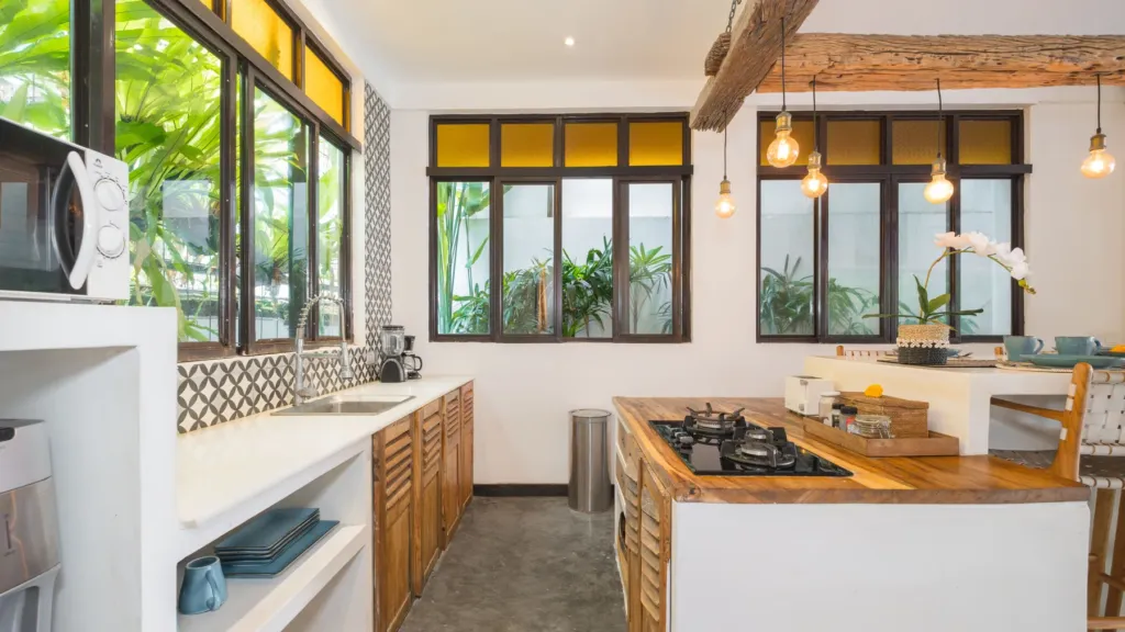 Open kitchen at Villa Metisse, a 4-bedroom private-pool villa in Seminyak, Bali
