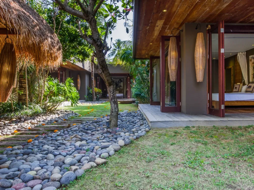 The private terrace in front of bedroom 7 at Villa Yoga, Seminyak
