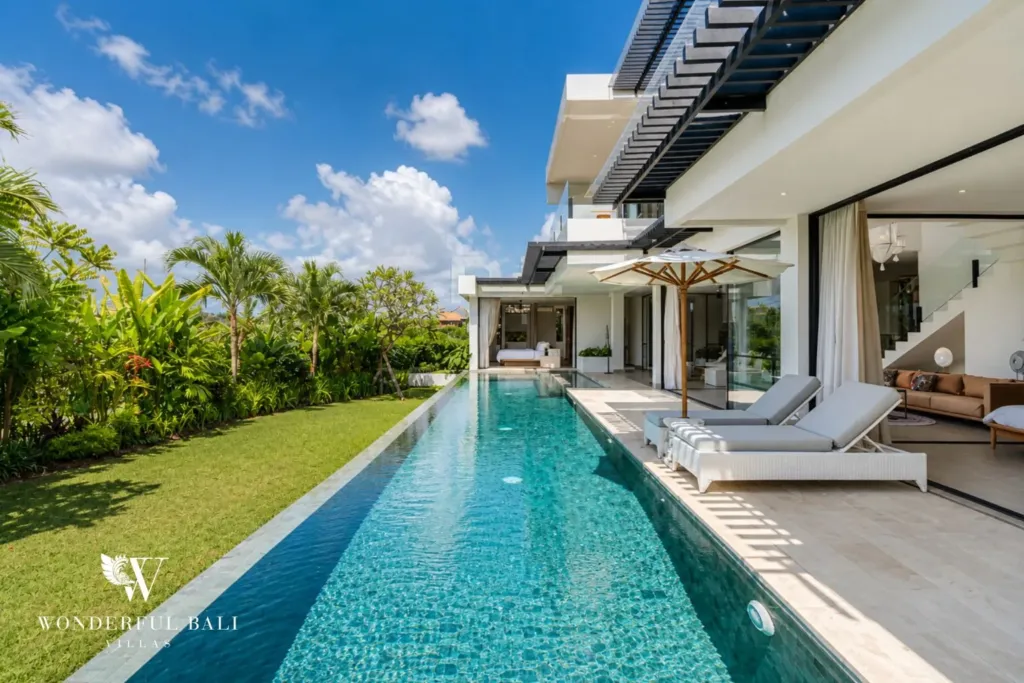 4BR villa for rent in Babakan, Canggu — pool, lap pool with sun loungers