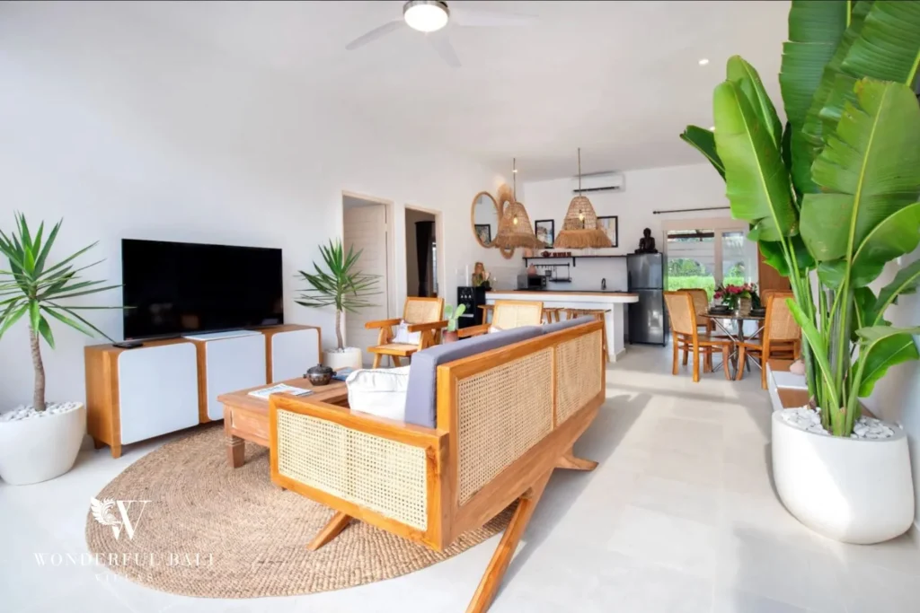 Open-plan living kitchen and dining in a 3-bedroom villa in Umalas Bali
