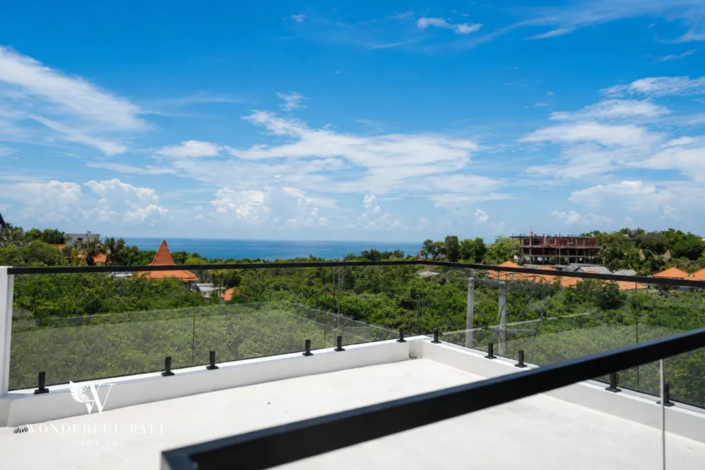 Open sea horizon seen from the rooftop terrace of a 3-bedroom villa near Nusa Dua Bali