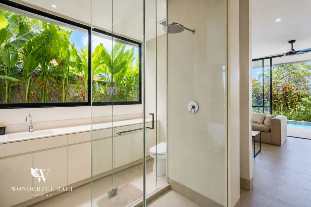 4BR villa for rent in Babakan, Canggu — bathroom, walk in shower
