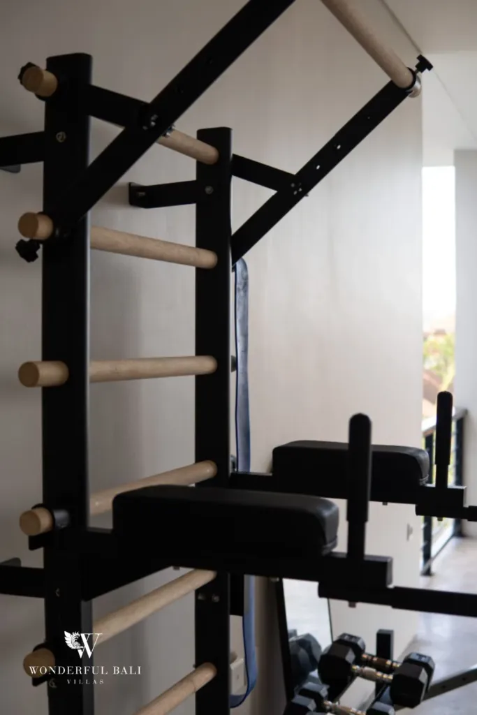 4BR villa for rent in Seminyak — gym, weight rack and cable machine