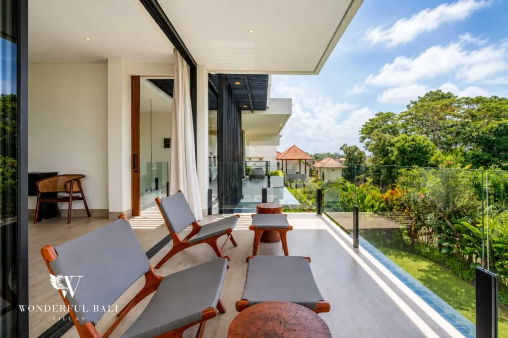 4BR villa for rent in Babakan, Canggu — terrace, rice paddy view