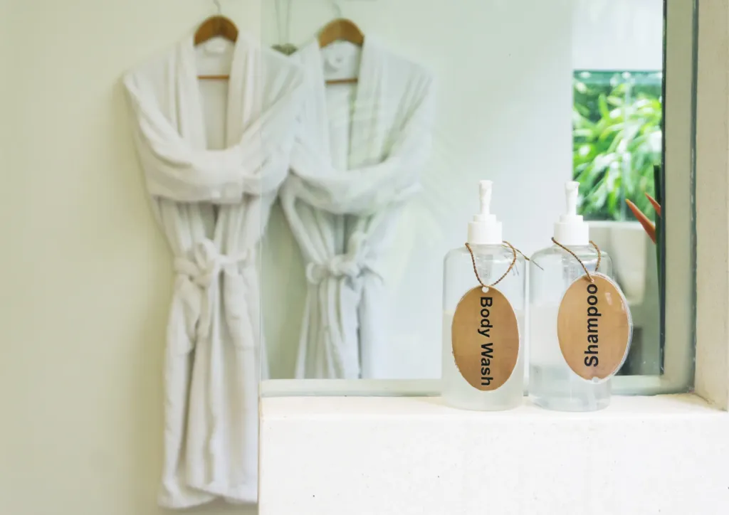 Bathrobes and slippers laid out at Villa Alice Dua