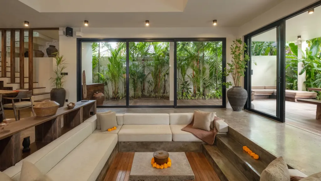 Living room at Villa Jaxé, a 5-bedroom private-pool villa in Bingin, Bali