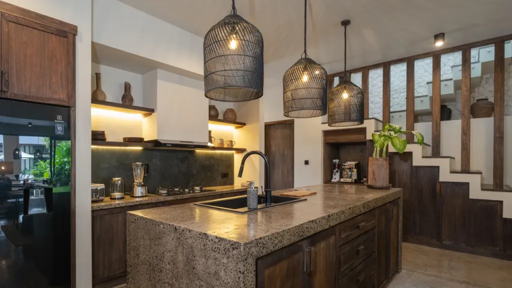 Fully equipped kitchen at Villa Jaxé, a 5-bedroom private-pool villa in Bingin, Bali
