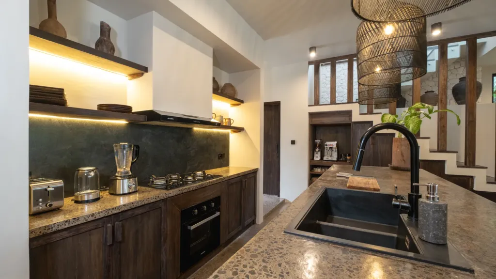 Kitchen and oven at Villa Jaxé, a 5-bedroom private-pool villa in Bingin, Bali